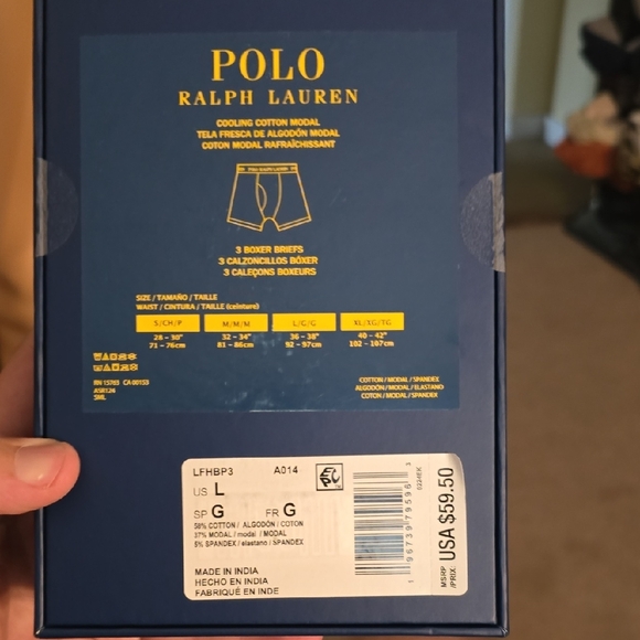 Polo by Ralph Lauren Classic White and Blue Boxer Briefs - Picture 3 of 3